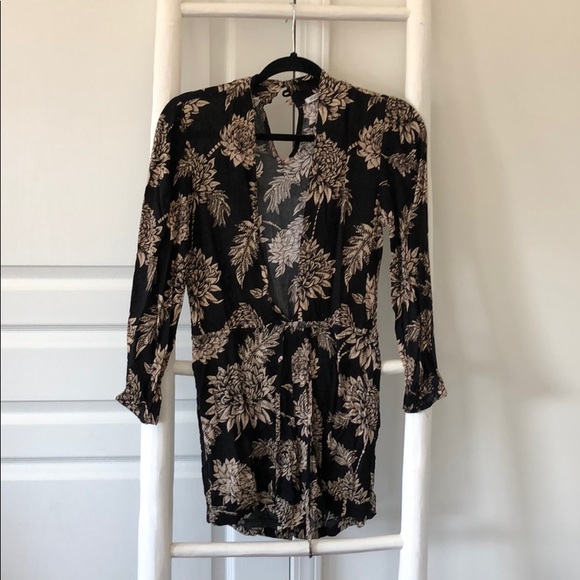 Novella Royale Pants - Novella Royale Black Patterned Playsuit